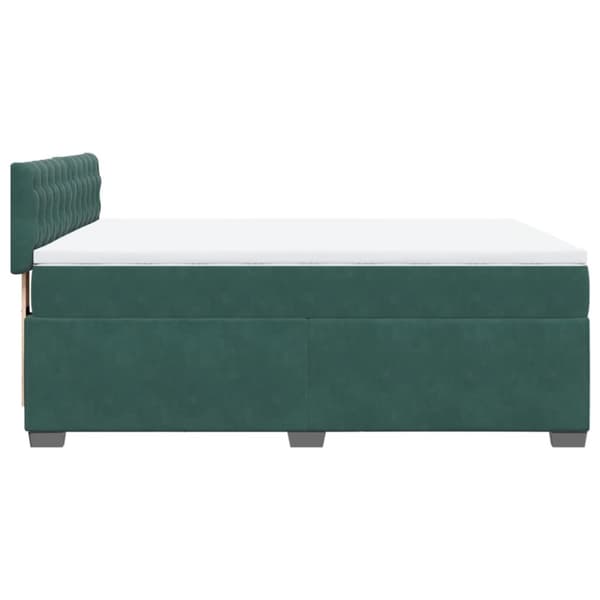Ramsäng med madrass mörkgrön 140x190 cm sammet