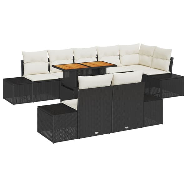 Trädgårdsoffset med lagring 9 pcs Svart Poly rattan