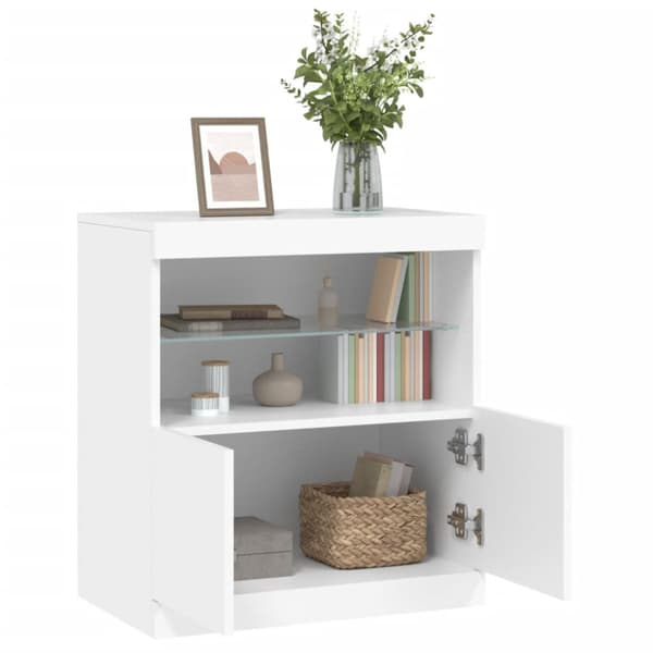 Skänk med LED-belysning vit 60x37x67 cm