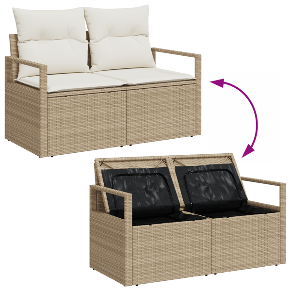 Trädgårdsoffset 5 pcs Beige och gräddfärgad konstrotting
