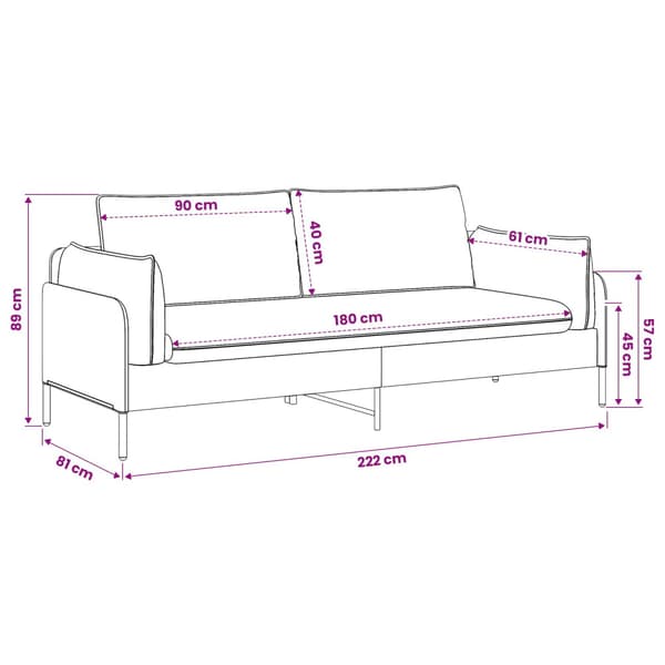 3-Sits soffa Blå 222 x 81 x 89 cm Tyg