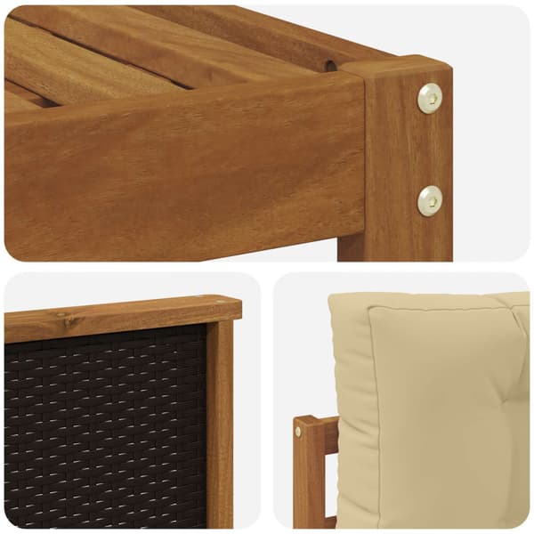 Utomhussoffset med kudde 6 pcs Naturlig och Beige