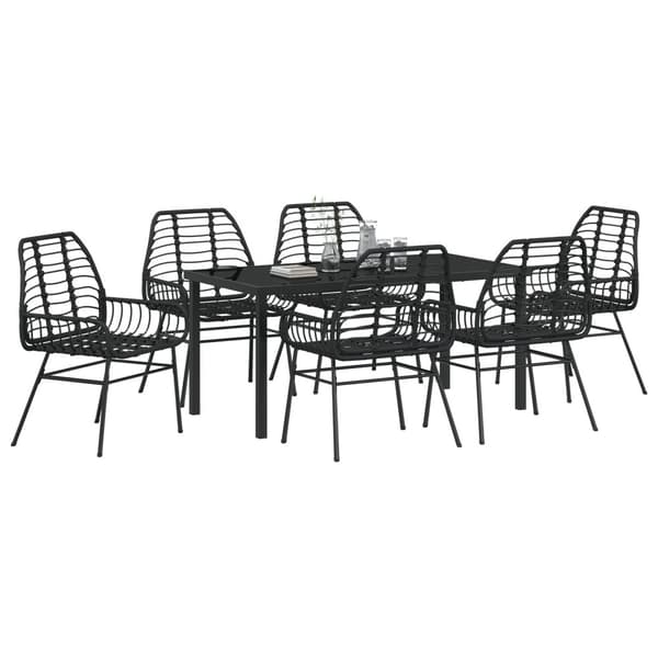 Trädgårdsmöbelset 7 pcs Svart konstrotting