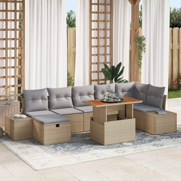 Trädgårdsoffset 8 st Beige konstrotting