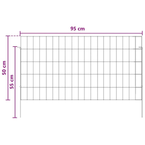 Trädgårdsstängsel med pålar 48 pcs 95 x 50 cm Mesh Silver