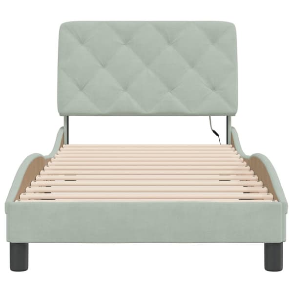 Bed Frame with LED without Mattress Light Grey 80x200 cm Velvet