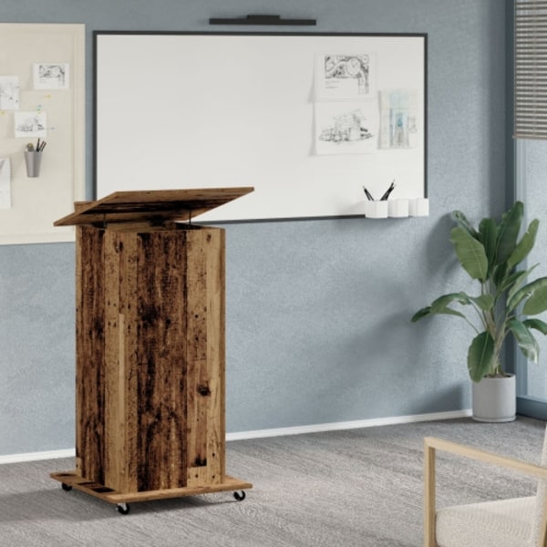 Talarpodium med hjul återvunnet och konstruerat trä