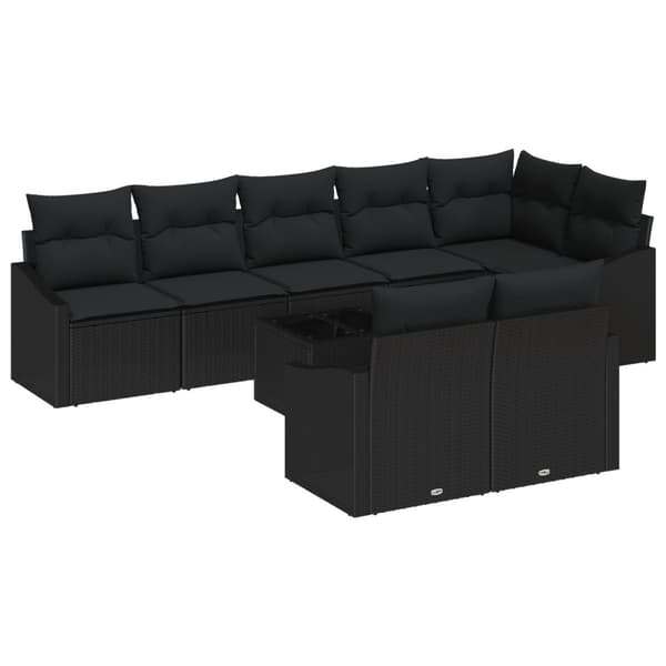 Soffset med kudde 9 pcs Svart konstrotting