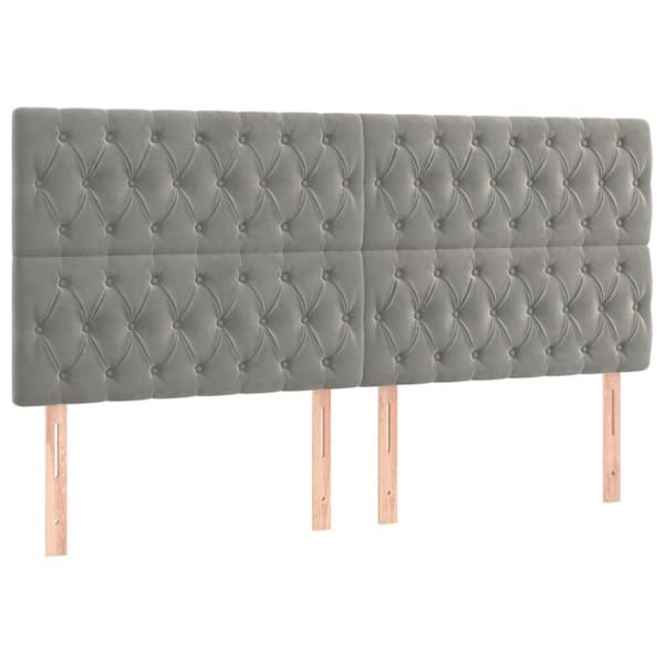 Ramsäng med madrass ljusgrå 180x200 cm sammet