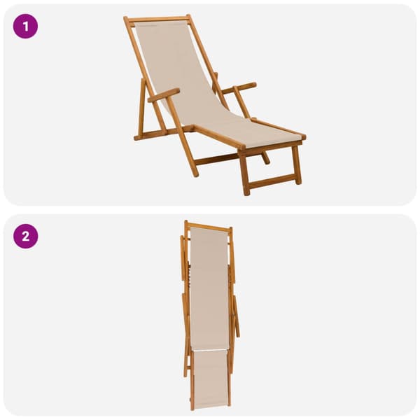 Hopfällbar solstol 2 st 3 Position Massiv Eukalyptus Trä Beige