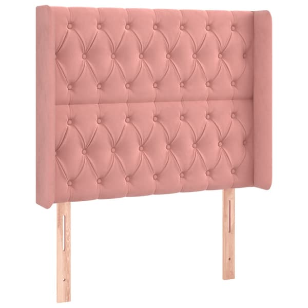Ramsäng med madrass rosa & LED 90x200 cm sammet