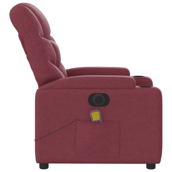 Elektrisk massagefåtölj vinröd tyg