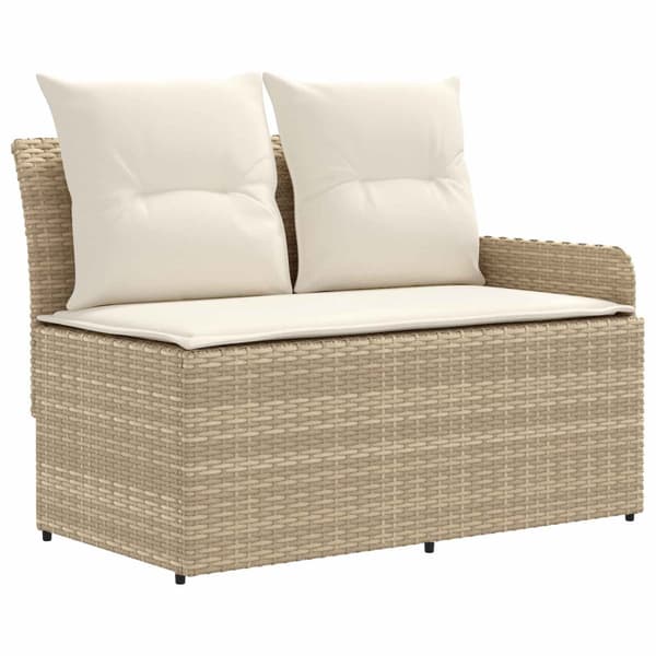 Möbelset med kudde 8 pcs Beige och gräddfärgad PE Rattan