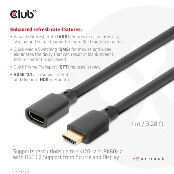 Club 3D HDMI-förlängningskabel - 1 m