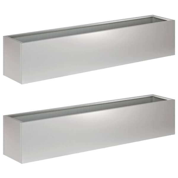 Trädgårdsplanterare 2 st Silver 100 x 20 x 20 cm