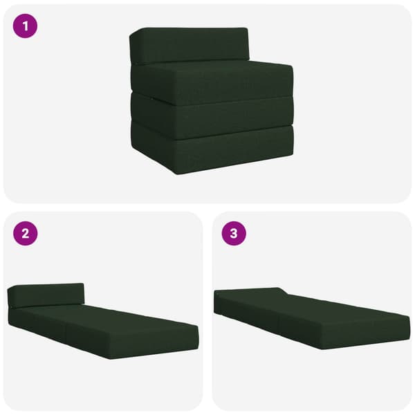 Fällbar Soffbed Mörkgrön 200 x 70 x 10 cm Tyg