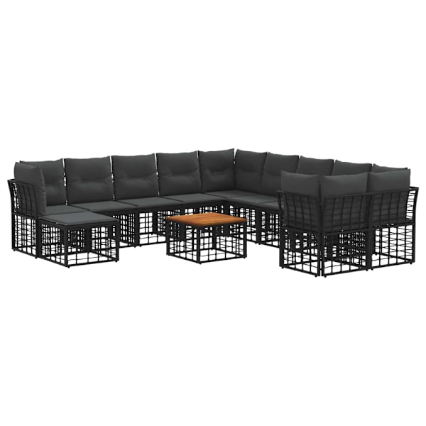 Utomhussoffset 12 pcs Svart och Mörkgrå Polyester