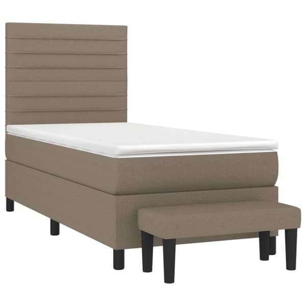 Ramsäng med madrass taupe 90x200 cm tyg