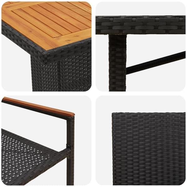 Trädgårdsmöbelset 9 pcs Svart konstrotting