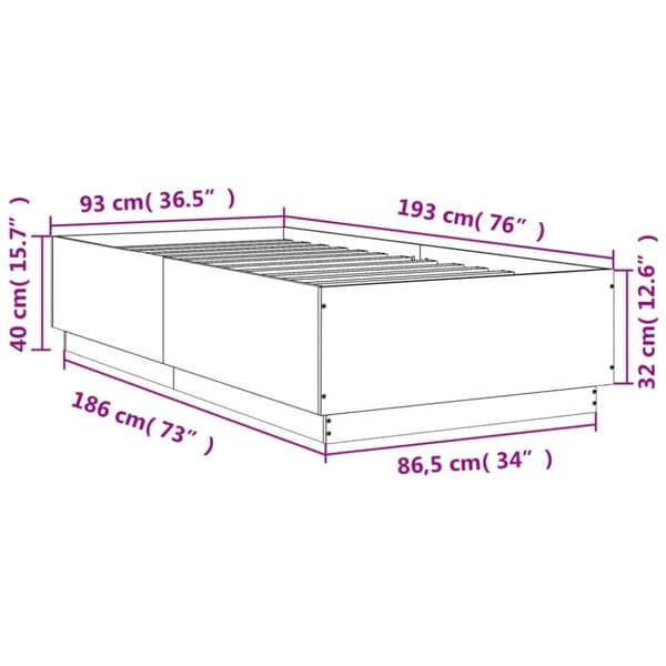 Sängram vit 90x190 cm konstruerat trä