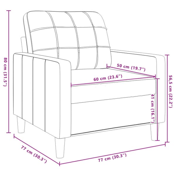 Fåtölj Gräddvit 60 cm sammet