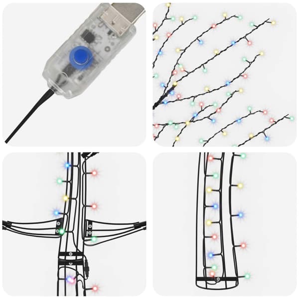 LED-julgran för vägg 210 cm 312 LED-lampor Mångfärgad Stål