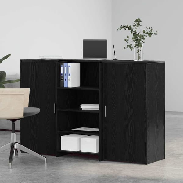Receptionsdisk svart ek 155x50x103,5 cm konstruerat trä