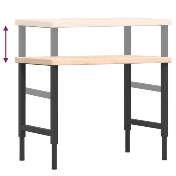 Arbetsbänk 100x60x(73-99,5) cm massiv ek rektangulär