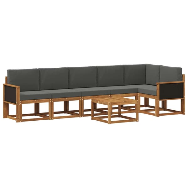 Utomhussoffset med kudde 7 pcs Naturlig och Antracit Polyester