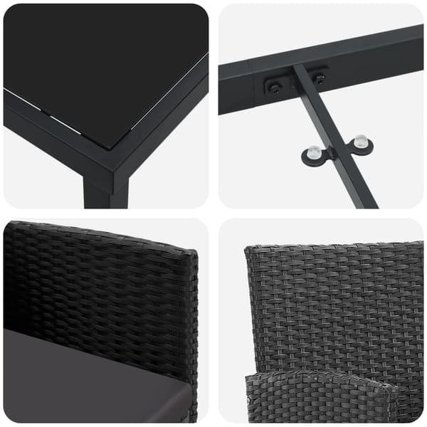 Trädgårdsmöbelset med kudde 9 pcs Svart konstrotting