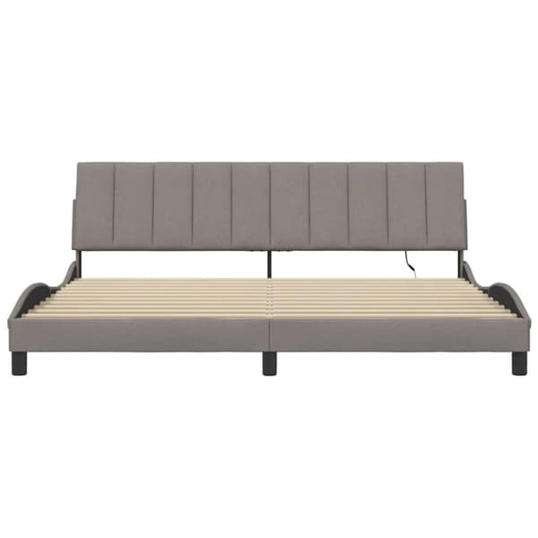 Bed Frame without Mattress "Hanko" Taupe 200x200cm Fabric