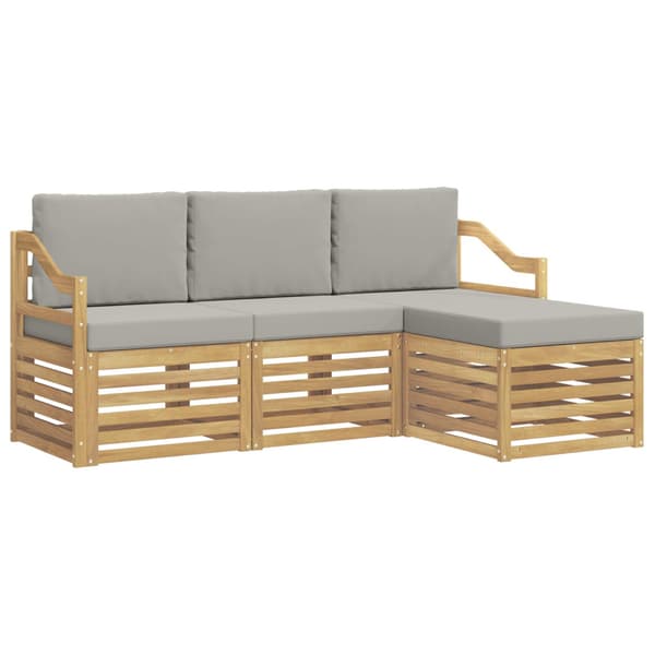 Utomhussoffset 4 pcs Vit och ljusgrå 185,5 x 122,5 x 73 cm