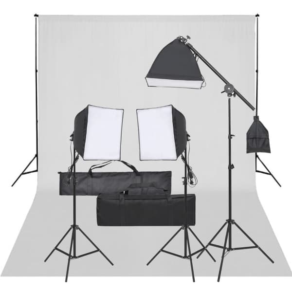 Fotostudio med lampor och bakgrund