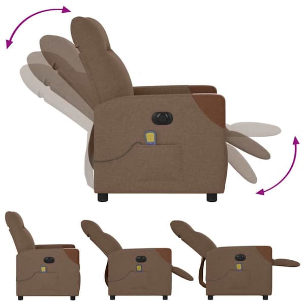 Elektrisk massagefåtölj brun tyg