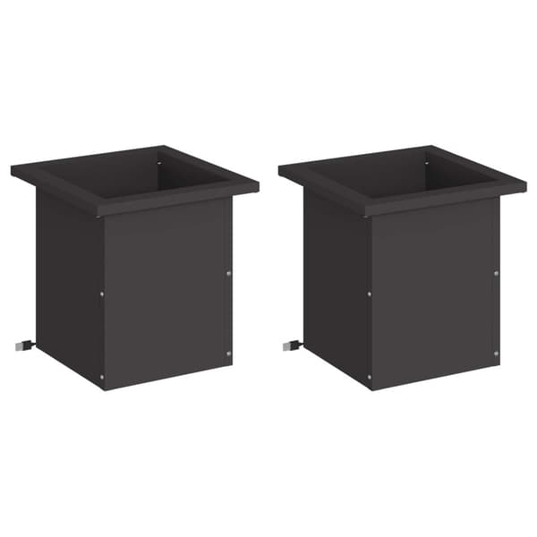 Odlingslåda med LED 2 st Svart 30 x 30 x 30 cm Stål