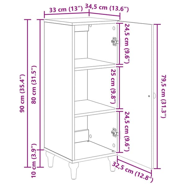 Sideboard Vit 33 x 34,5 x 90 cm Konstruerat trä
