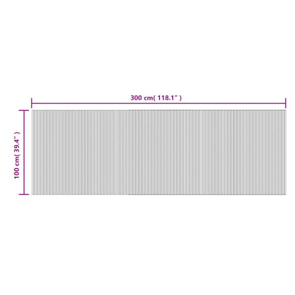 Matta rektangulär grå 100x300 cm bambu