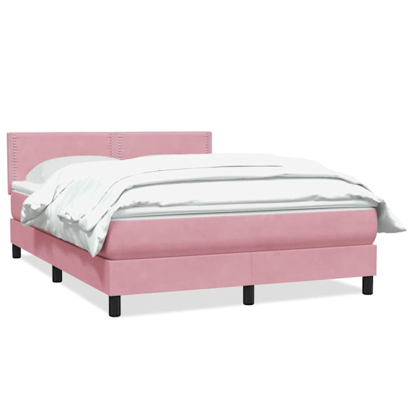 Ramsäng med madrass rosa 160x220 cm sammet
