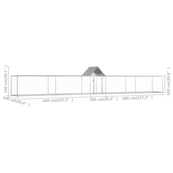 Hönsbur 9x1x1,5 m galvaniserat stål