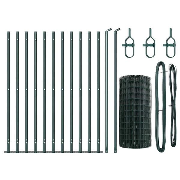 Stängsel med stolpe Grön 0,6 x 25 m Stål och PVC