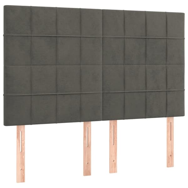 Ramsäng med madrass mörkgrå 140x190 cm sammet