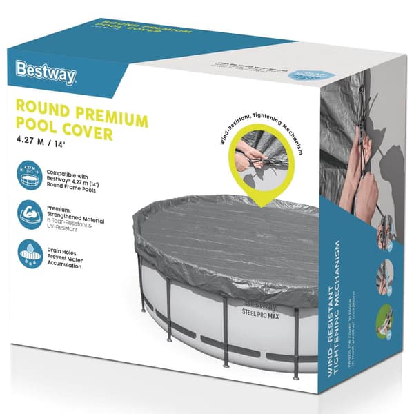 Bestway Pooltäcke Ø4,27 m Rund Polyester Grå