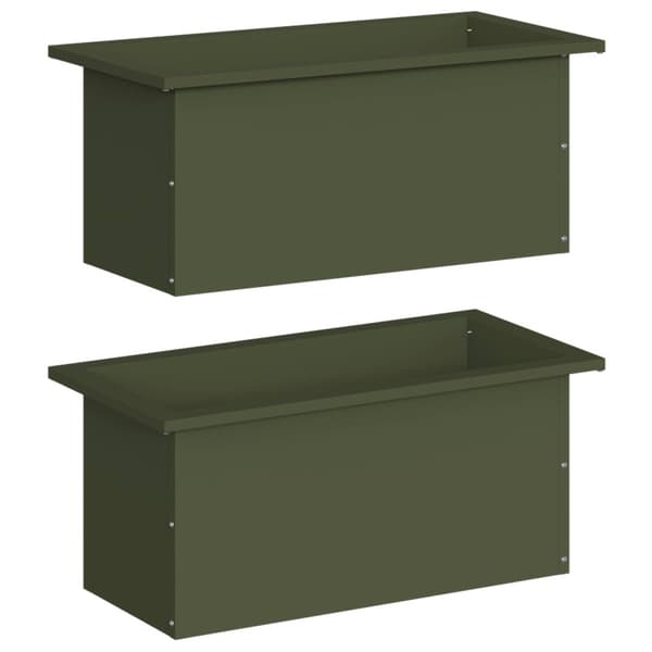 Odlingslåda med LED 2 st Olivgrön 30 x 60 x 30 cm Stål