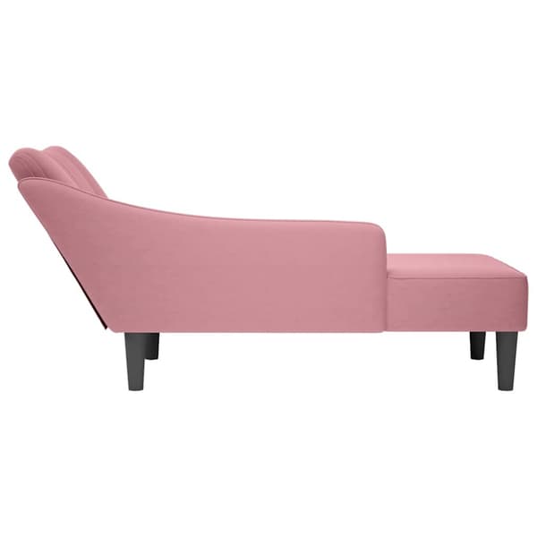 Schäslong med höger armstöd rosa sammet