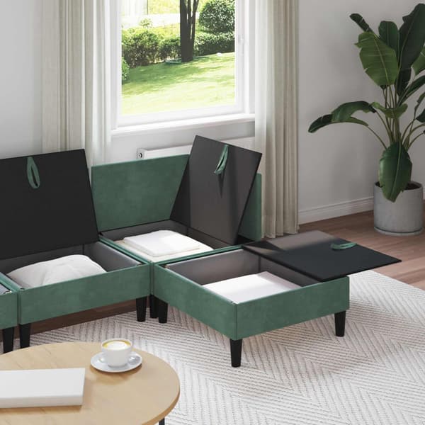 Möbelset för vardagsrummet med kudde 4 pcs Havgrön Sammet