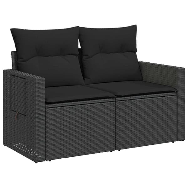 Soffset 8 st Svart Poly Rattan och stål