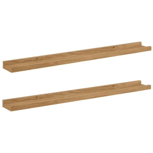 Vägg hylla Väggmonterat 2 st Brun 80 x 9 x 3 cm Konstruerat trä