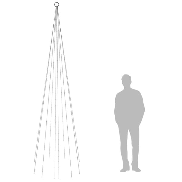 Julgran på flaggstång kallvit 310 LEDs 300 cm