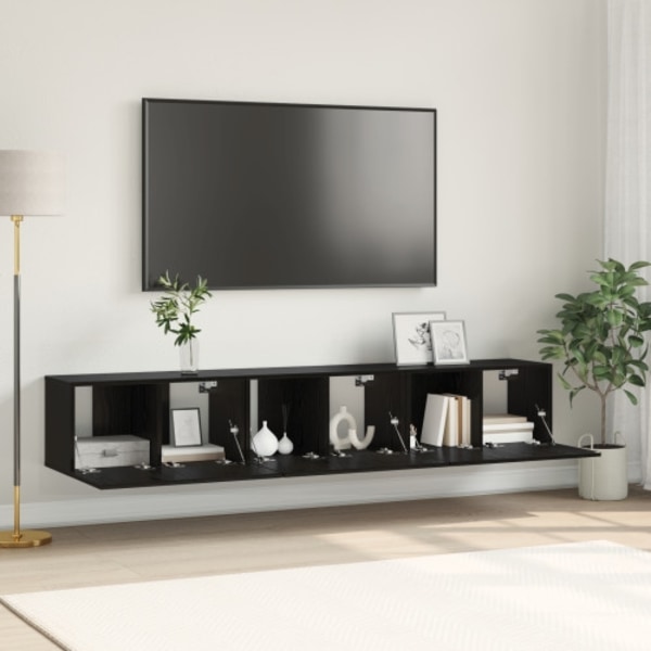 TV-stativset Svart ek Konstruerat trä Medium TV-stativ