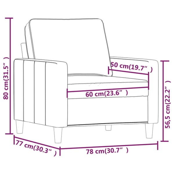 Fåtölj Rosa 60 cm sammet